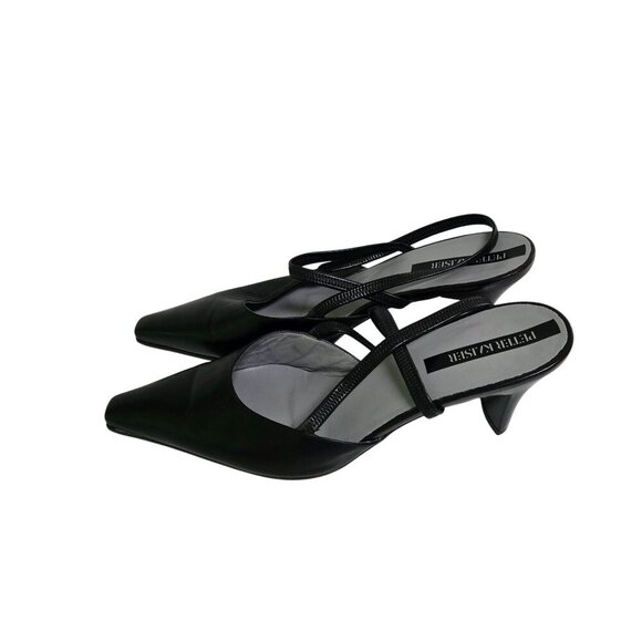 Peter Kaiser Black Leather Slingback Maryjane Pointed Toe Kitten Heel Size 8.5 - Picture 2 of 7